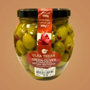 OLEA TERRA - Green Olives Stuffed with Red Pepper 1 KG